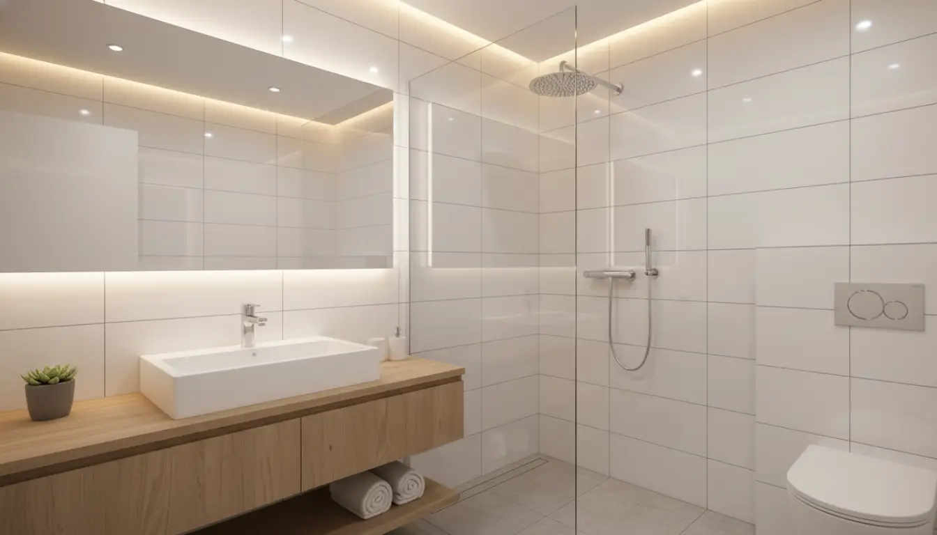 Modern bathroom renovation with new fixtures