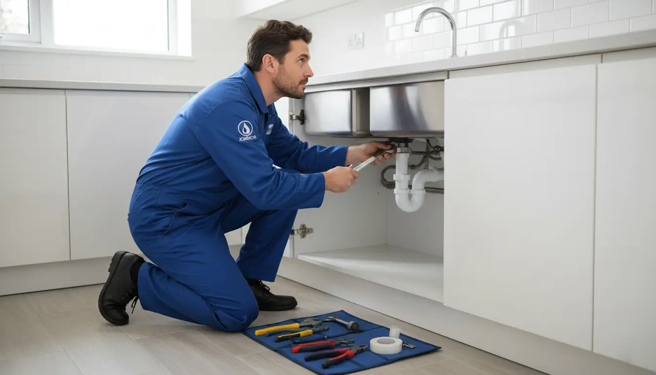 Professional plumber at work